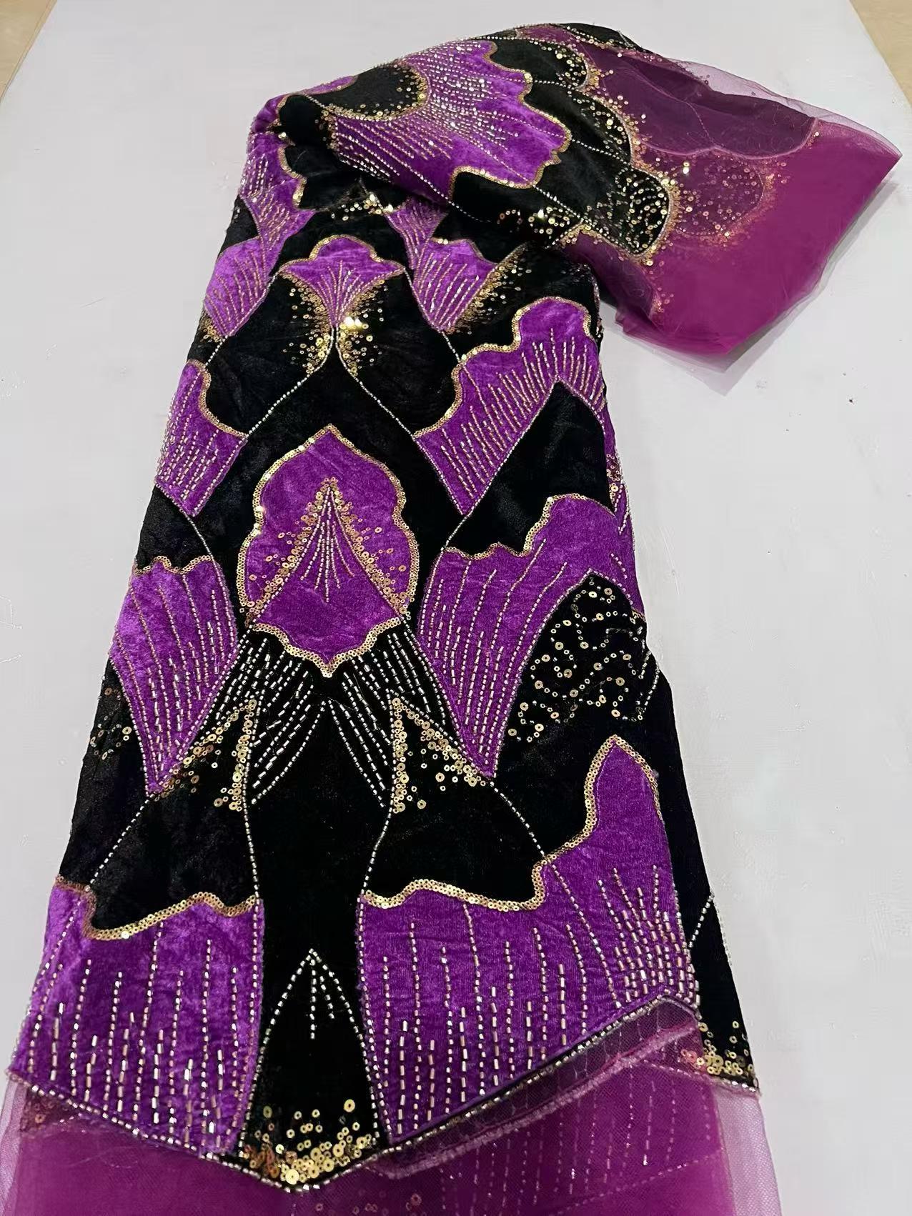 Sewing Velvet Fabric - Afrykańska koronka 5 jardów wysokiej jakości