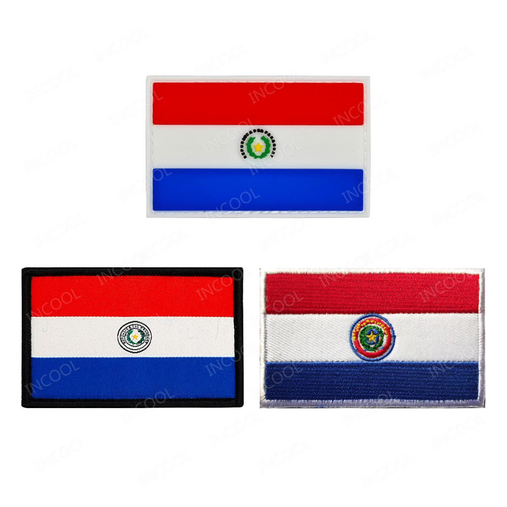 Velcro Sew On - Paragwaj Flaga Haftowana Naszywka PVC Gumowe