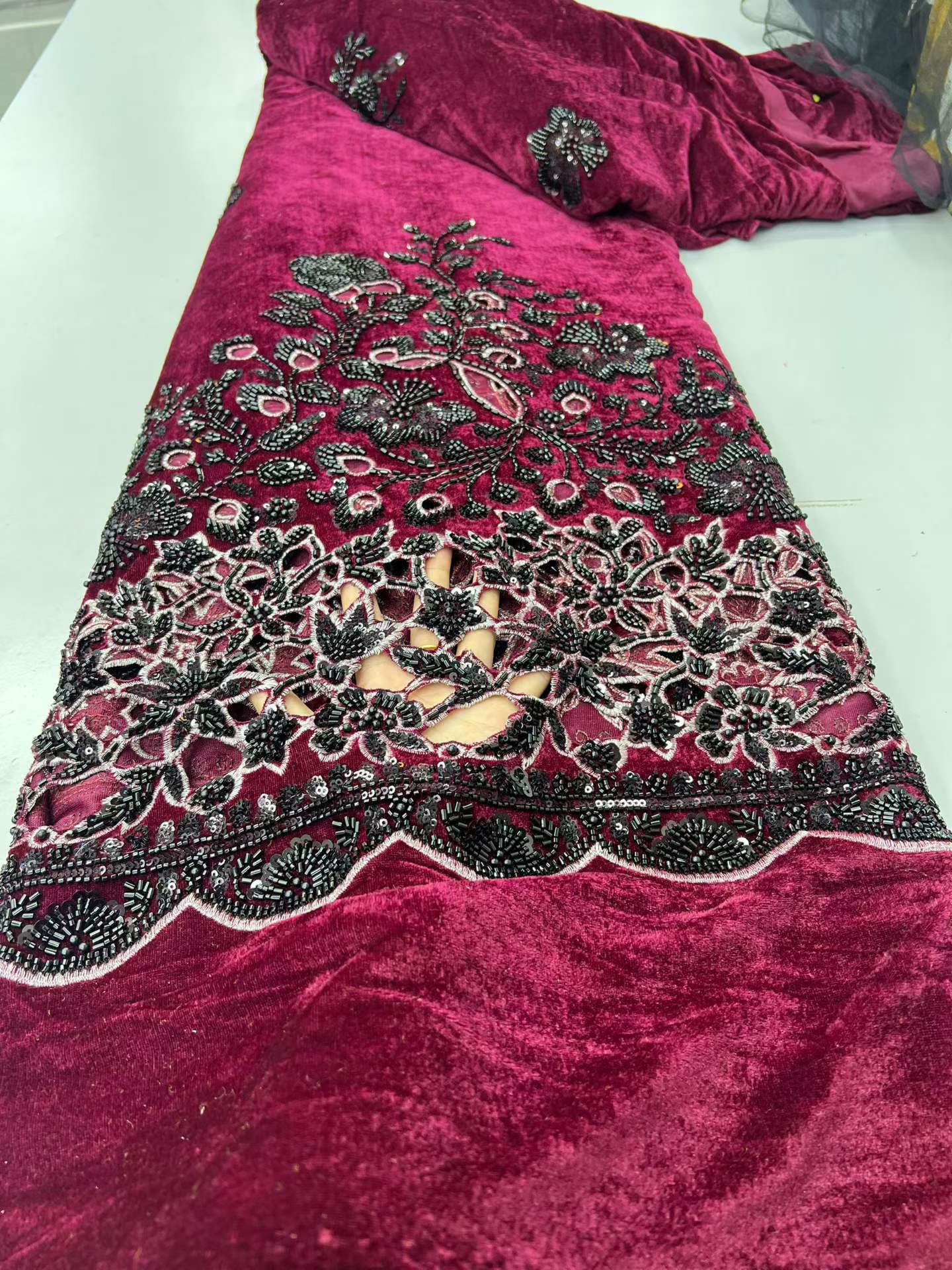 Sewing Velvet Fabric - 2026 Afrykańska Nigeryjska Aksamitna Koronka Haftowana