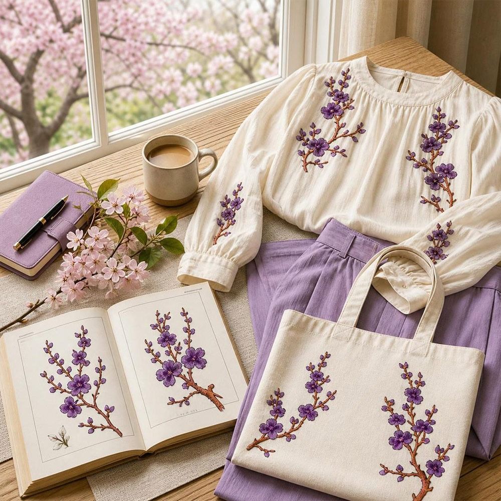 Textile For Sewing - Samodzielnie wykonane naszywki z kwiatem wiśni