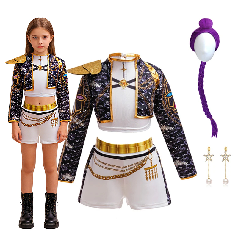 Sewing Jackets - Dziewczęcy zestaw hip-hopowy z nadrukiem 3D,