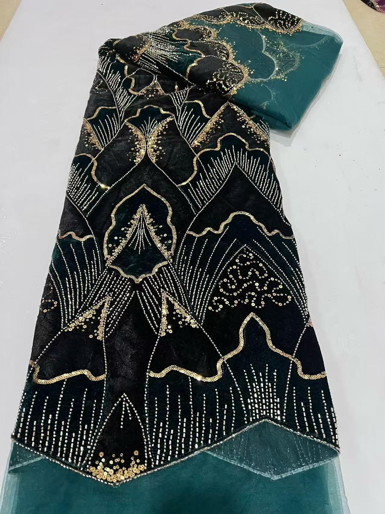 Afrykańska koronka 5 jardów wy – Sewing Velvet Fabric recenzja i cena