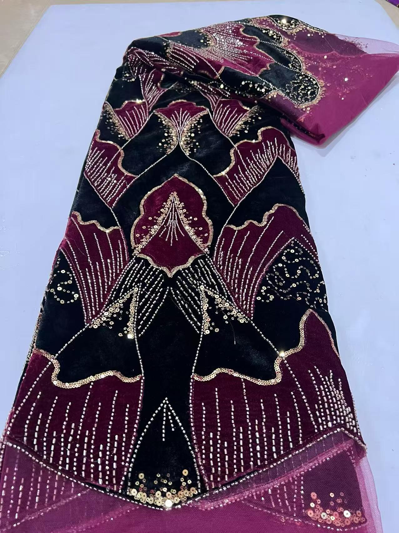 Afrykańska koronka 5 jardów wy – Sewing Velvet Fabric recenzja i cena