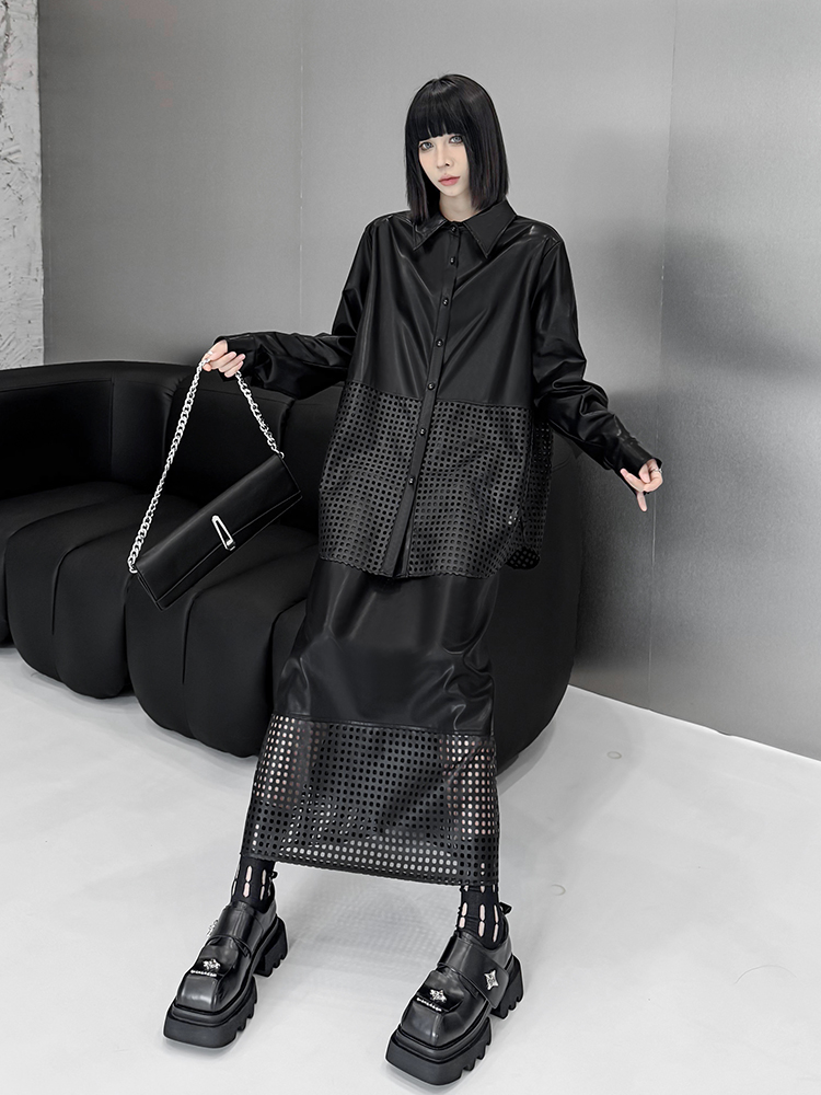 Modny luźny zestaw z ekoskóry  – Shoulder Pad Set In recenzja i cena