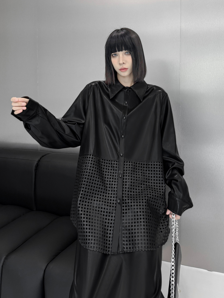 Modny luźny zestaw z ekoskóry  – Shoulder Pad Set In recenzja i cena