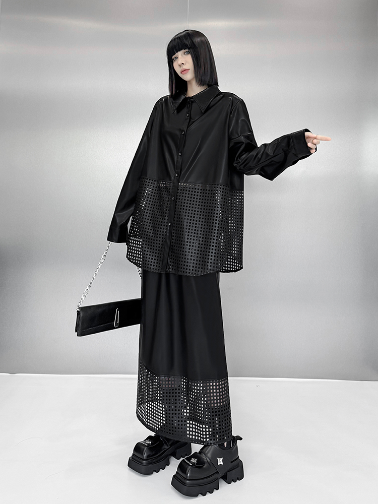 Modny luźny zestaw z ekoskóry  – Shoulder Pad Set In recenzja i cena